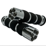 Air Cushion Anodized Chrome Bullet Grips , Made in the USA Harley & Customs, CHROME or BLACK CHROME BULLETS