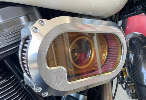 NXT-01M Next Level Harley  Air Cleaner Kit, Machine Finish  GOLD INTERIOR