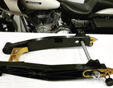HARLEY SWINGARMS FXR FITMENT ONLY, POLISHED OR BLACK WITH COLOR CHOICES FOR AXLE HARDWARE AREA