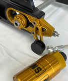 HARLEY SWINGARMS FXR FITMENT ONLY, POLISHED OR BLACK WITH COLOR CHOICES FOR AXLE HARDWARE AREA