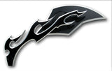 MOTORCYCLE MIRRORS, LARGE FLAME, LEFT and RIGHT , CHROME OR BLACK CONTRAST CUT