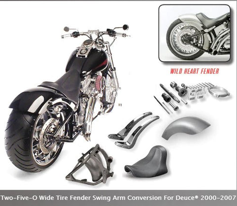 TWO-FIVE-O WIDE TIRE FENDER SWING ARM CONVERSION FOR DEUCE® 2000-2007