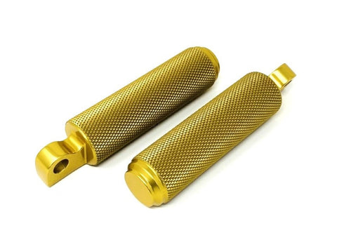 MOTORCYCLE KNURLED FOOT PEGS USA MADE BLACK , GOLD , POLISHED HARLEY & CUSTOMS