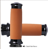 Custom Contoured Air Cushion Chrome Grips Harley & Customs , FBW or Cable , Black, Orange or White styles