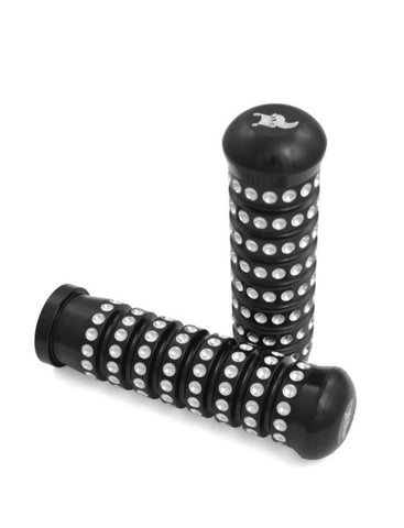 RIBBED MOTORCYCLE  GRIPS, BLACK MACHINE, 08 UP (THROTTLE BY WIRE)