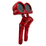 ADJUSTABLE  8 OR 10 INCH MOTORCYCLE BAGGER RISERS WITH GAUGE CUPS RED