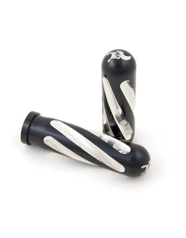 SPIRAL MOTORCYCLE GRIPS, BLACK 08 UP (THROTTLE BY WIRE)