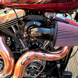 HARLEY EVO, BIG TWIN CAM EXHAUST KUTBAK KIT SHOW CHROME  WITH COPPER HEATSHIELDS