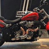 HARLEY MILWAUKEE 8 EXHAUST KUTBAK KIT SHOW CHROME  WITH COPPER HEATSHIELDS