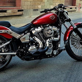 HARLEY EVO, BIG TWIN CAM EXHAUST KUTBAK KIT CERAMIC BLACK WITH SHOW CHROME  HEATSHIELDS