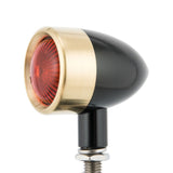 Custom Billet Motorcycle Turn Signals , Set of 4/ Black & Brass Finish / Extremely Nice / Billet 6061 Aluminum and C360 Brass