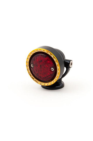 MOTORCYCLE CUSTOM TAILLGHT, BLACK W/BRASS RING