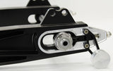 HARLEY SWINGARMS FXR FITMENT ONLY, POLISHED OR BLACK WITH COLOR CHOICES FOR AXLE HARDWARE AREA