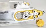 HARLEY SWINGARMS FXR FITMENT ONLY, POLISHED OR BLACK WITH COLOR CHOICES FOR AXLE HARDWARE AREA
