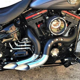 HARLEY EVO, BIG TWIN CAM EXHAUST KUTBAK KIT SHOW CHROME WITH BLACK  HEATSHIELDS