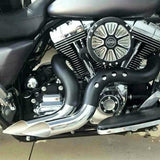 HARLEY EVO, BIG TWIN CAM EXHAUST KUTBAK KIT SHOW CHROME WITH BLACK  HEATSHIELDS