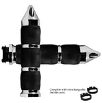 SPORT BIKE Air Cushioned Chrome Spike Fluted Motorcycle Grips USA MADE