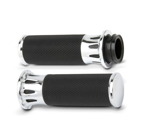 DEEP CUT® FUSION HARLEY MOTORCYCLE GRIPS, BLACK OR CHROME CABLE OR FBW