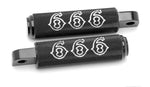 MOTORCYCLE FOOT PEGS "666" KNURLED ANODIZED ALUMINUM, HARLEY/ CUSTOMS BLACK OR GOLD USA MADE