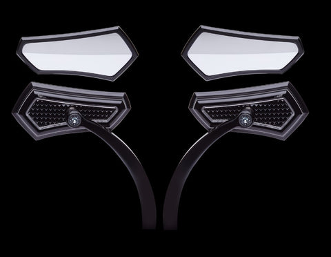 Diamond Mirror Black Contrast Cut with Black Bracket Motorcycle Mirrors