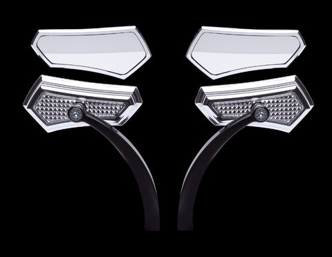 Diamond Mirror Chrome with Black Bracket Motorcycle Mirrors