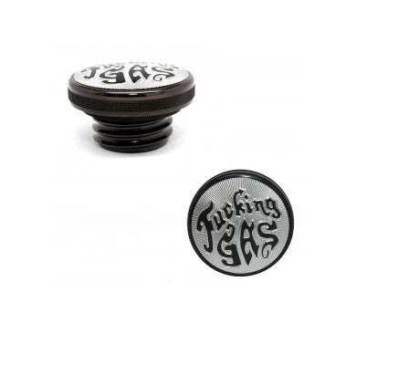 Harley Motorcycle Black Contrast Cut Gas Cap Fuc##ng Gas Logo Thread in Style 1983 to 2017