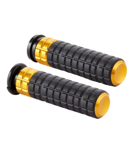 HARLEY SPEED GRIPS BLACK RUBBER WITH GOLD ANODIZED TRIM / COMFORTABLE GRIPS