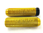 MOTORCYCLE FLY BY WIRE GRIPS GOLD KNURLED WITH WRITING OR PLAIN FBW
