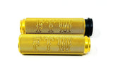 MOTORCYCLE FLY BY WIRE GRIPS GOLD KNURLED WITH WRITING OR PLAIN FBW