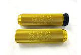 MOTORCYCLE FLY BY WIRE GRIPS GOLD KNURLED WITH WRITING OR PLAIN FBW