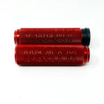 RED CHEAT DEATH/ HOLD FAST  Knurled Harley TBW Grips USA Made IN STOCK