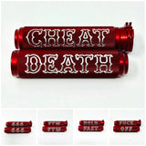 RED CONTRAST CUT CABLE STYLE KNURLED GRIPS WORDS ON GRIPS CHOICES