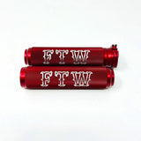 RED CONTRAST CUT CABLE STYLE KNURLED GRIPS WORDS ON GRIPS CHOICES