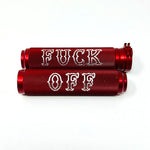 RED CONTRAST CUT CABLE STYLE KNURLED GRIPS WORDS ON GRIPS CHOICES