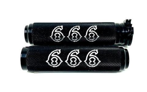 Harley Cable Knurled Grips 666 Engraved USA Made