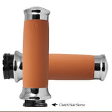 Chrome Custom Contoured Air Cushion Chrome Grips Harley & Customs , FBW or Cable , Black, Orange or White, Pink & Tan  styles