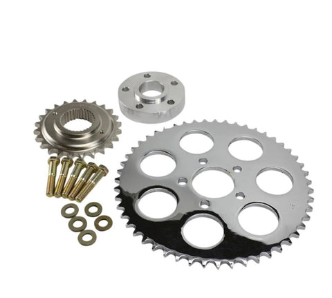 BELT TO CHAIN CONVERSION KIT FITS 2006-17 DYNA AND 2007-17 SOFTAIL (CHROME SPROCKET)
