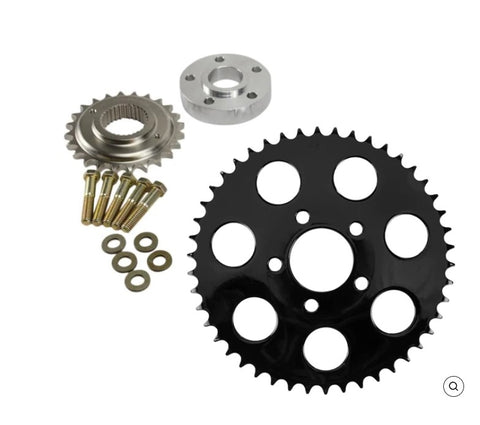 BELT TO CHAIN CONVERSION KIT FITS 2006-17 DYNA AND 2007-17 SOFTAIL (BLACK SPROCKET)