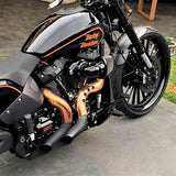 HARLEY MILWAUKEE 8 EXHAUST BLOW PERFORMANCE KUTBAK KIT CERAMIC BLACK WITH COPPER HEATSHIELDS