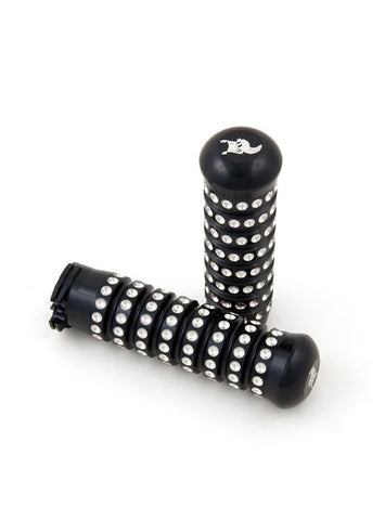 BLACK DIMPLED MOTORCYCLE CABLE THROTTLE GRIPS