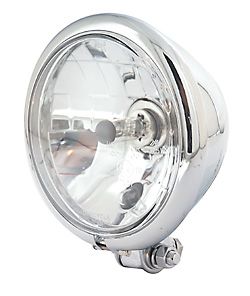 7 inch Harley headlamp, chrome, clear lens (prism reflector)