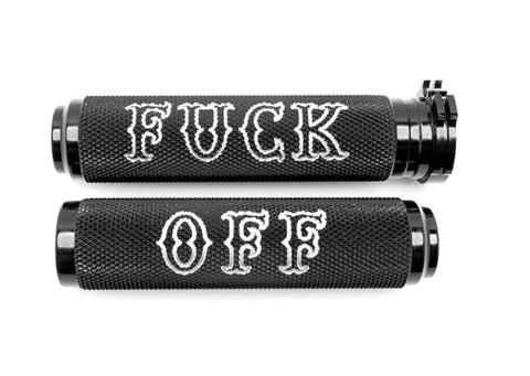 FU-OFF Knurled Harley TBW Grips USA Made IN STOCK
