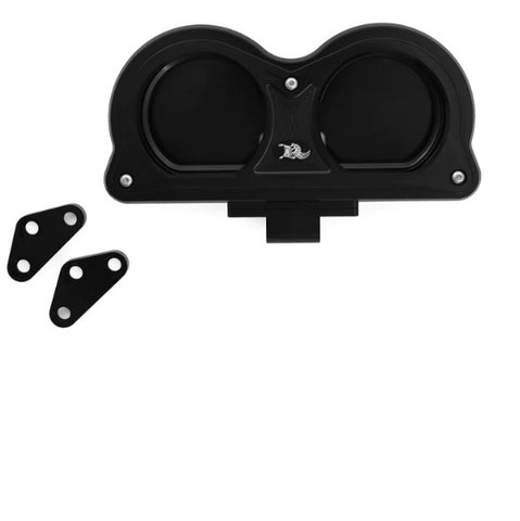 Harley Gauge Relocation Dual Pod , Fits the Black Bagger Risers we sell on this site Black Anodized Billet
