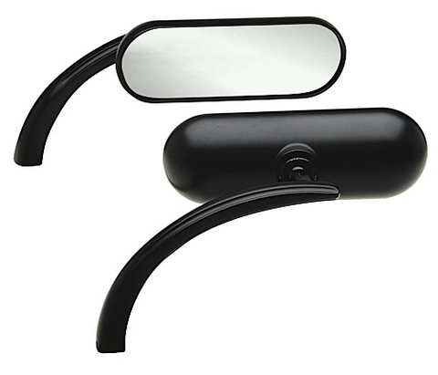 Mini Oval Motorcycle  Mirror, Black: SOLD IN PAIRS,