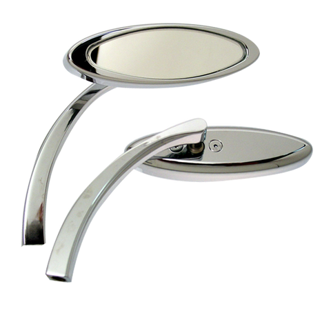CHROME OVAL MOTORCYCLE MIRRORS BILLET  BEST SOLD IN PAIRS