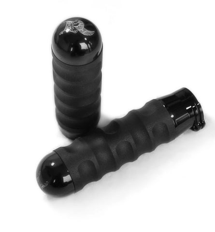 MOTORCYCLE CHOPPER GRIPS GRIPS, RUBBER, BLACK, CABLE THROTTLE