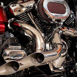 HARLEY MILWAUKEE 8 EXHAUST BLOW PERFORMANCE KUTBAK KIT CHROME WITH CHROMER HEATSHIELDS