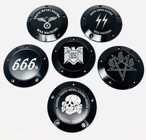 1970-2018 DERBY COVERS 6 different Designs, Black or Chrome 3 or 5 Hole